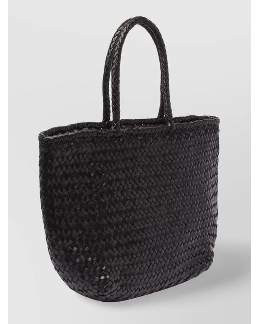 Dragon Diffusion Black Grace Basket Small Leather Tote Bag