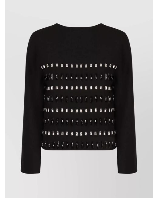 Max Mara Black Embroidered Appliqué Cropped Jacket