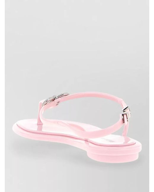 Mach & Mach Pink Bow Strap Flat Sandals Open Toe