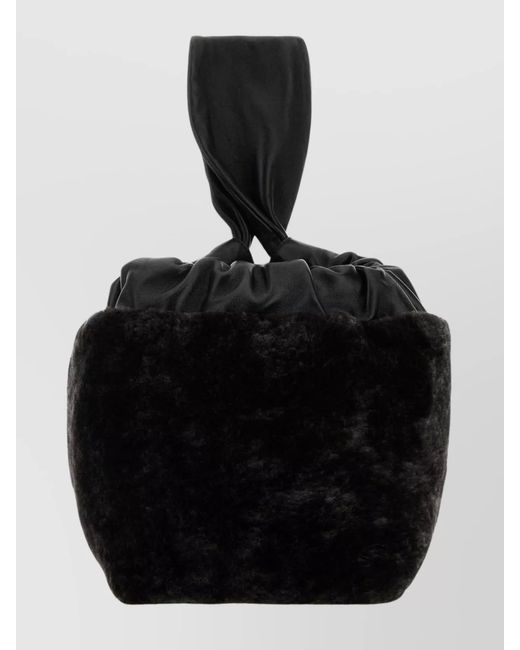 Jil Sander Black Shearling Clutch Bag