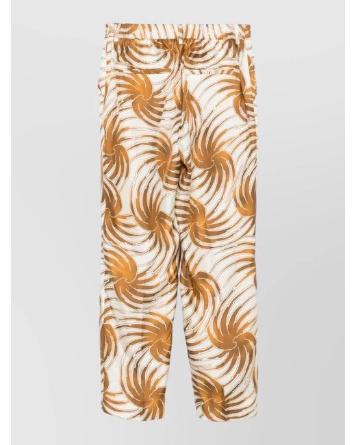 Alberto Biani Metallic Silk Trousers Abstract Pattern All Over