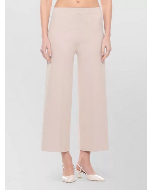 D.exterior Pink Cropped Viscose Wide Leg Trousers
