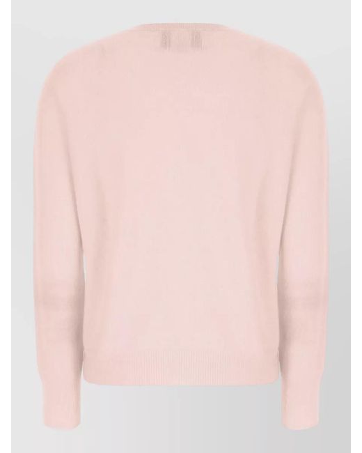 Vanisé Pink Cashmere Sweater V Neck Long Sleeves