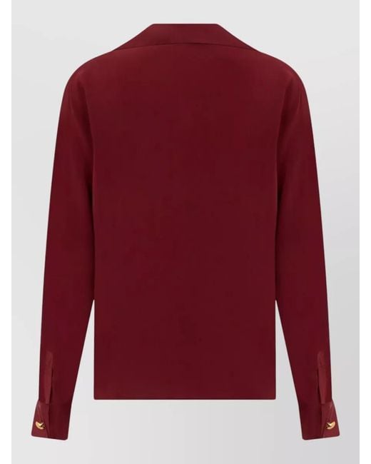 Max Mara Red Long Sleeve Knit Polo Shirt