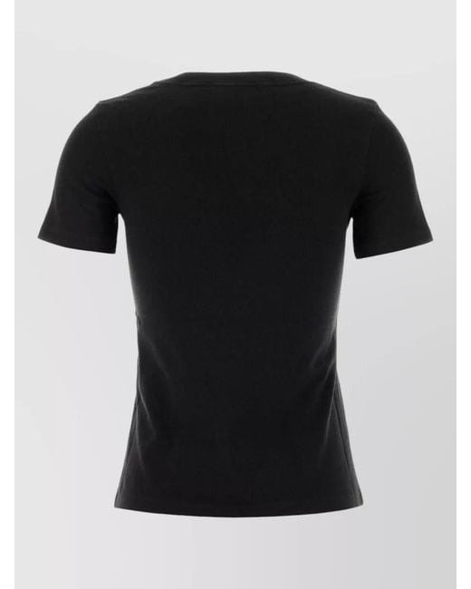 Chloé Black Cotton Flamingo Print Logo Short-Sleeve T-Shirt