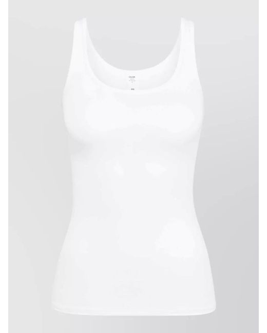 Calida White Fitted Scoop Neck Sleeveless Top