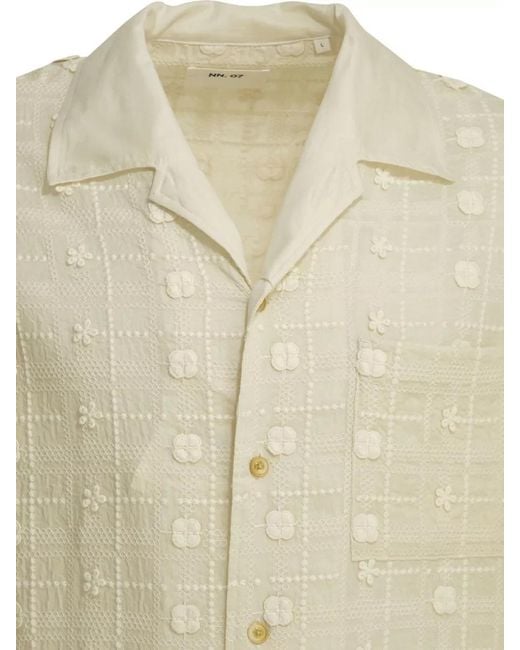 NN07 Natural Ben Short Sleeve Collared Textured Shirt for men