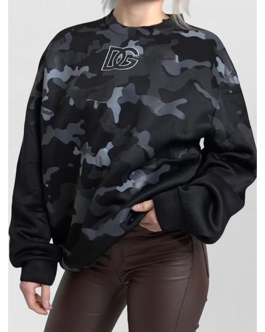 Dolce & Gabbana Black Camouflage Print Relaxed-Fit Sweatshirt