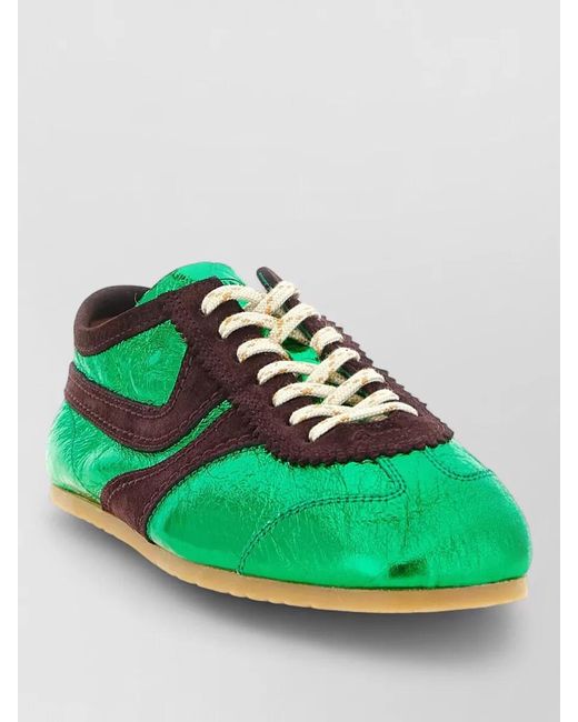 Dries Van Noten Green Leather Low-Top Sneakers