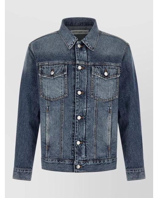 Department 5 Blue Soul Jacket Long Sleeves Chest Pockets for men