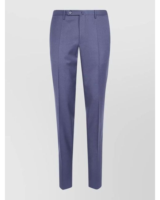 Incotex Blue Regular Chino Trousers Slim Cut Belt Loops for men