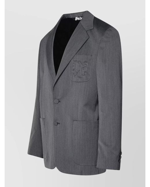 Palm Angels Gray Single-Breasted Blazer for men