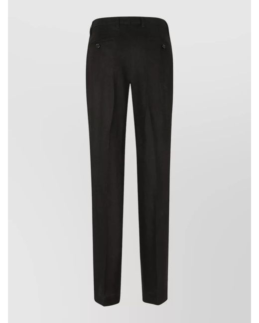 Lardini Black Tailored Trousers Straight Leg Belt Loops