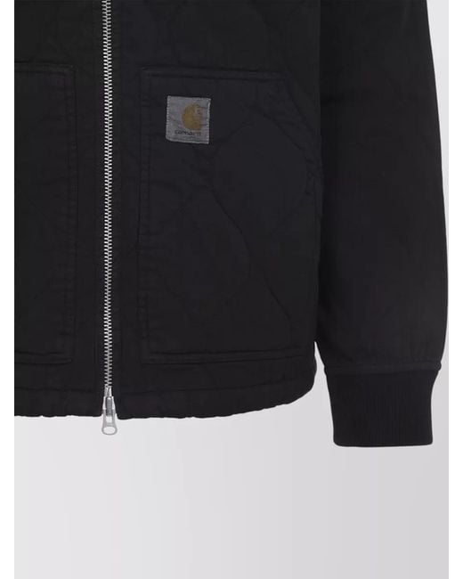 Carhartt Black Kylan Quilted Short Jacket Front Pockets Ribbed for men