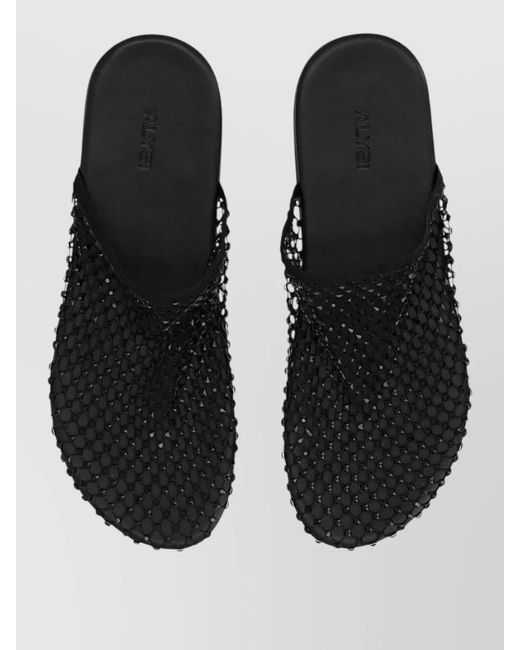Alysi Gray Slide Mule Sandal Rhinestone Mesh Flat Sole
