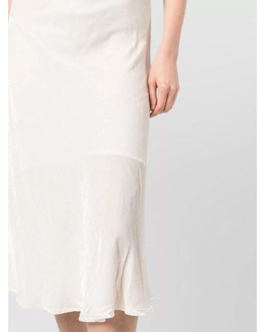 Gold Hawk White High Waisted Velvet Skirt Flared Hem