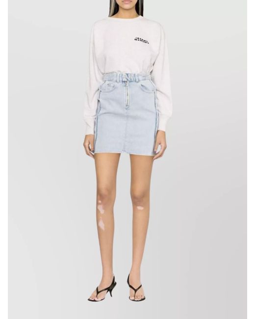 Isabel Marant Blue Denim High-Rise Midi Skirt