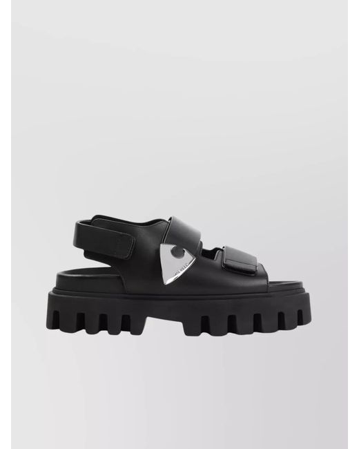 McQueen Black Leather Sandals