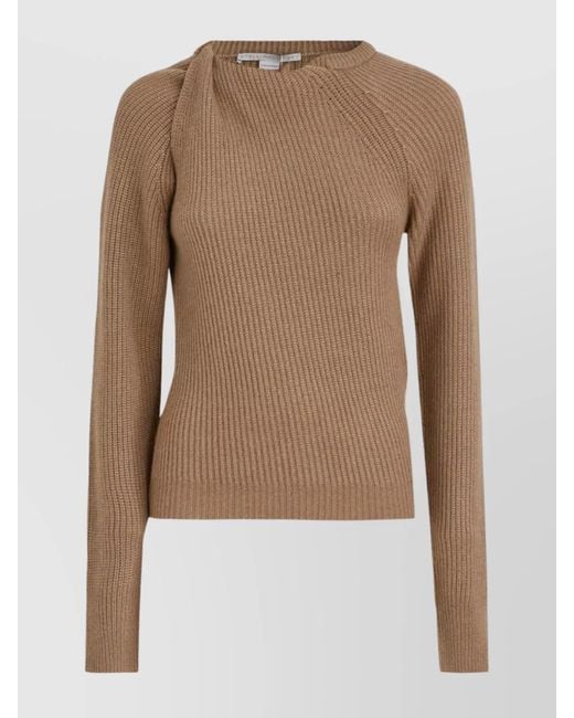 Stella McCartney Brown Cashmere Ribbed Long-Sleeve Sweater