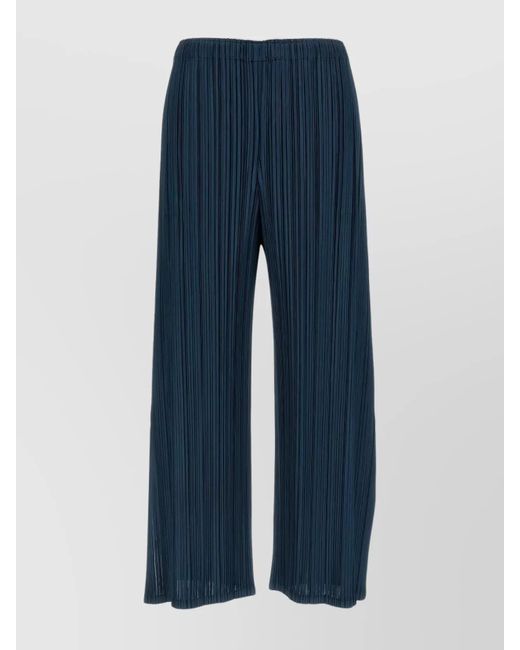 Pleats Please Issey Miyake Blue Mellow Pleats Wide-Leg Trousers