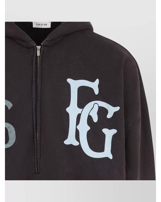 Fear Of God Black Baseball Club Half Zip Hooded Sweatshirt for men