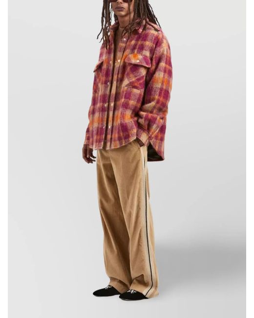 Palm Angels Red Checked Wool Overshirt for men