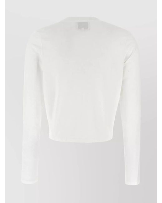 Loulou de Saison White Supima Cotton Cropped Long-Sleeve T-Shirt