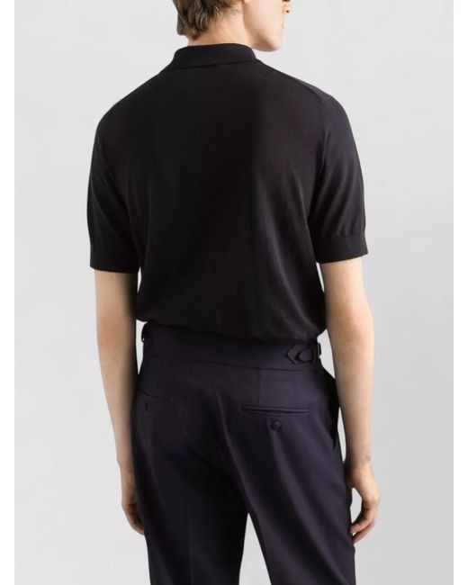 Dolce & Gabbana Black Cotton Short-Sleeve Polo Shirt for men