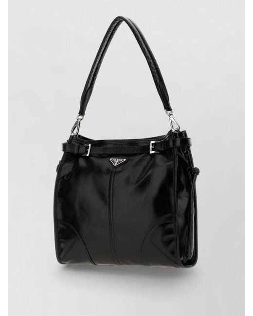 Prada Black Leather Bonnie Shoulder Clutch Bag Top Handle for men