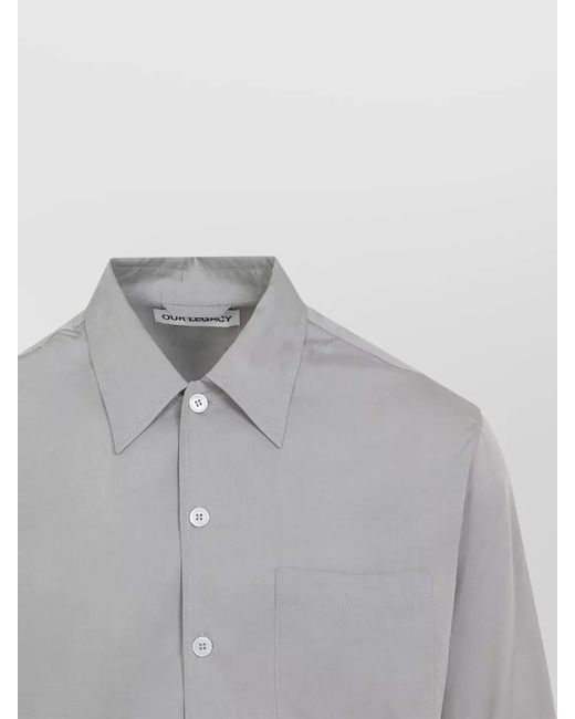 Our Legacy Gray Long Sleeve Button Down Shirt Pocket for men