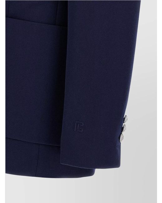 Balmain Blue Virgin Wool Blazer for men