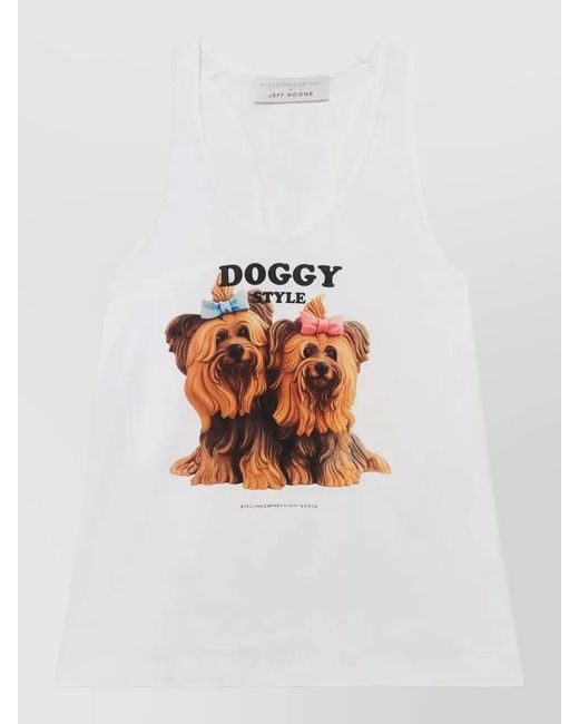 Stella McCartney White Cotton Graphic-Print Tank Top