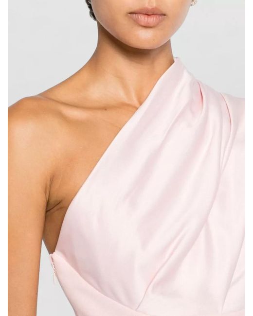 Solace London Pink Gracie One Shoulder Draped Maxi Dress