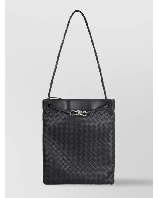 Bottega Veneta Black Leather Messenger Bag Andiamo for men