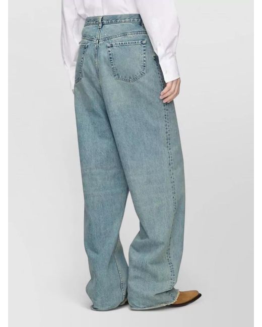 Maison Margiela Blue High Waist Wide Leg Denim Trousers for men