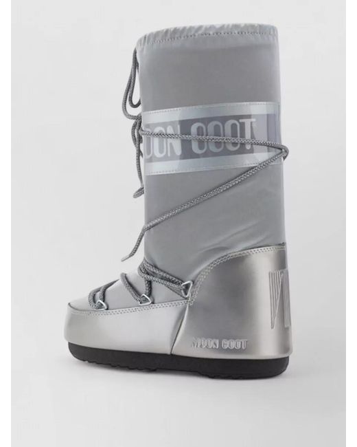 Moon Boot Gray Glossy Knee-High Platform Boots
