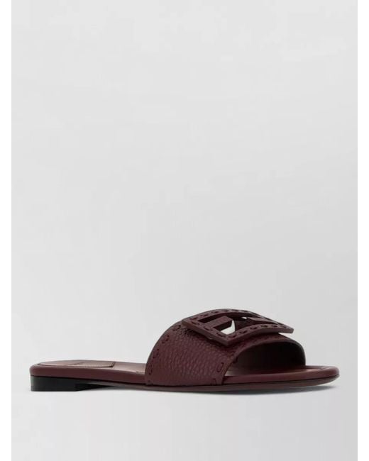 Fendi Brown Leather Slides