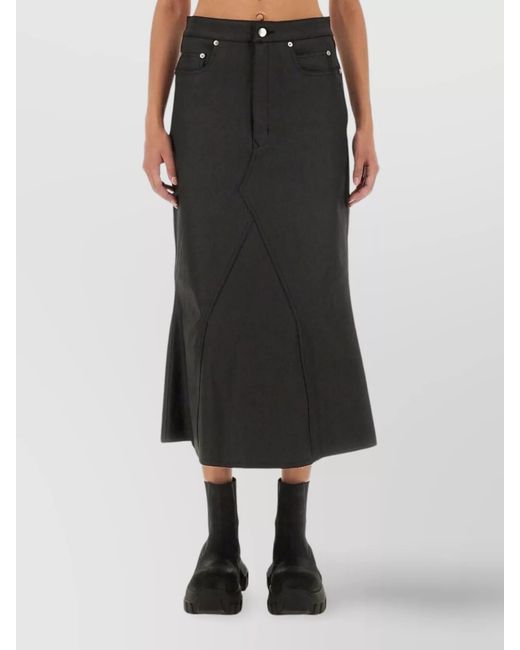 Rick Owens Black Denim Straight Skirt