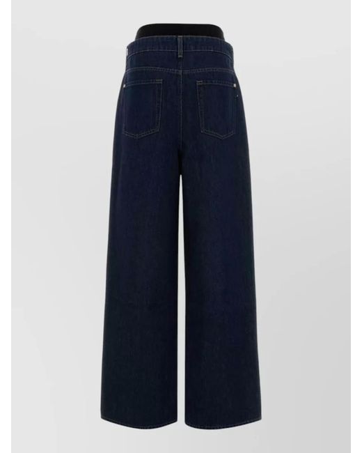 7 For All Mankind Blue Denim Wide-Leg Trousers