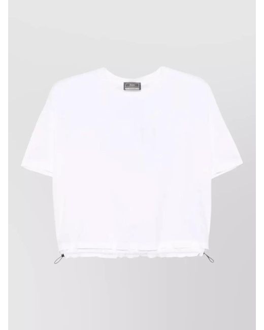 Herno White Knit Top Short Sleeves Crew Neck