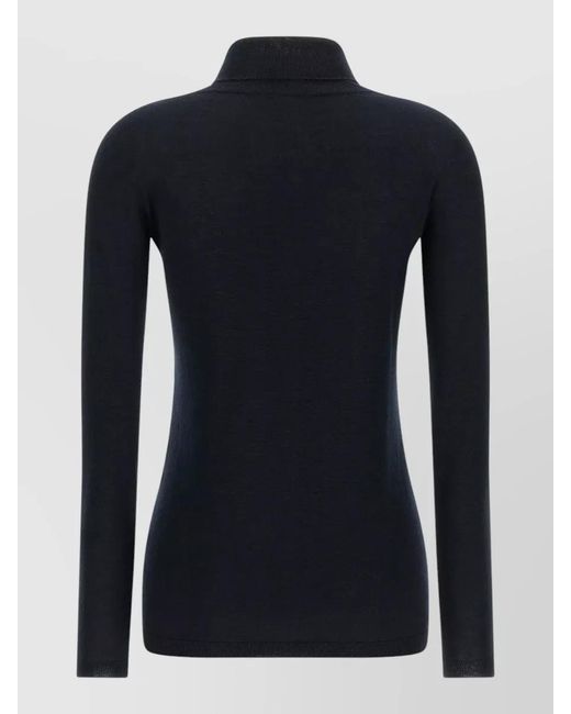 Fabiana Filippi Blue Cashmere Silk Turtleneck Sweater Long Sleeves