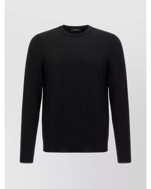 Zanone Black Wool Crew-Neck Long-Sleeve Jumper for men