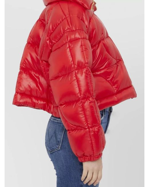 Patou Red Short High Collar Quilted Puffer Jacket