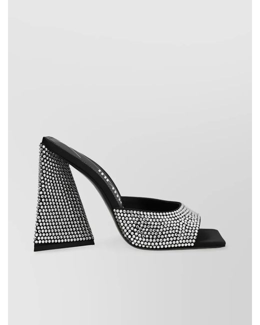 The Attico Black Rhinestone Mule Sandals