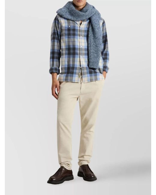 Woolrich Blue Cotton Flannel Shirt for men