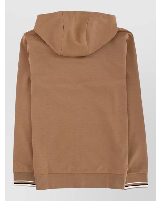 Boss Brown Cotton Regular-Fit Hoodie for men
