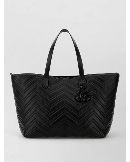 Gucci Black Gg Marmont Large Leather Tote Bag
