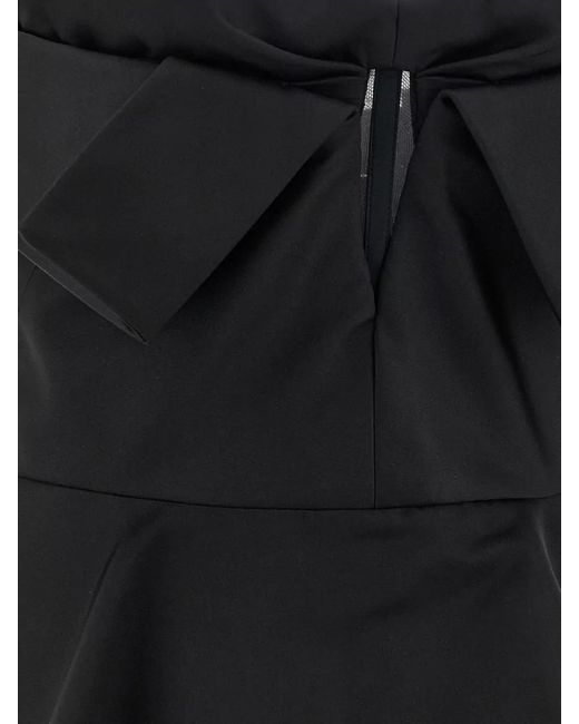 McQueen Black Strapless Bustier Top Bow Peplum Design