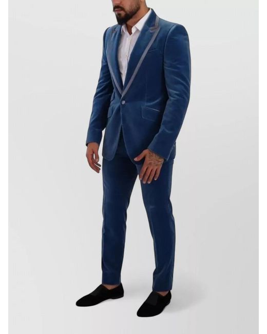 Dolce & Gabbana Blue Velvet Slim-Fit Two-Piece Tuxedo Suit for men