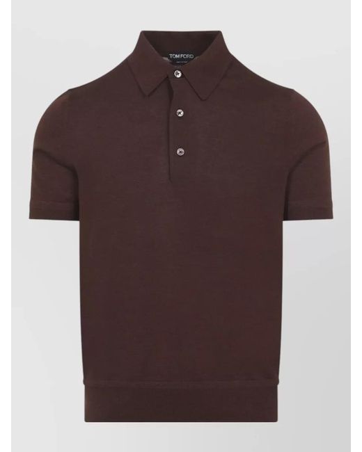 Tom Ford Brown Cashmere Silk Polo Shirt for men